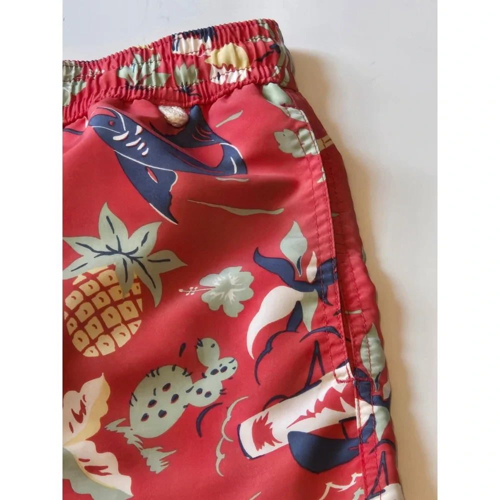 Polo Ralph Lauren Red Tropical Swim Trunks Medium Lined‎